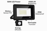 50W Security Lights Outdoor Motion Sensor – 4500LM